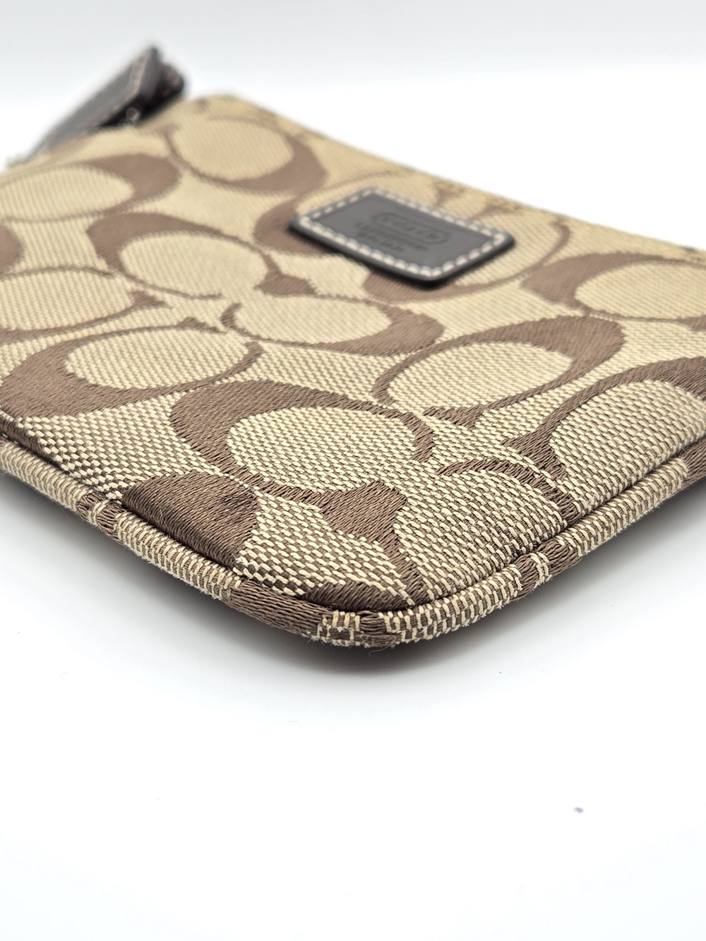 Coach Beige and Brown Signature Canvas Wristlet - Picture 4 of 9